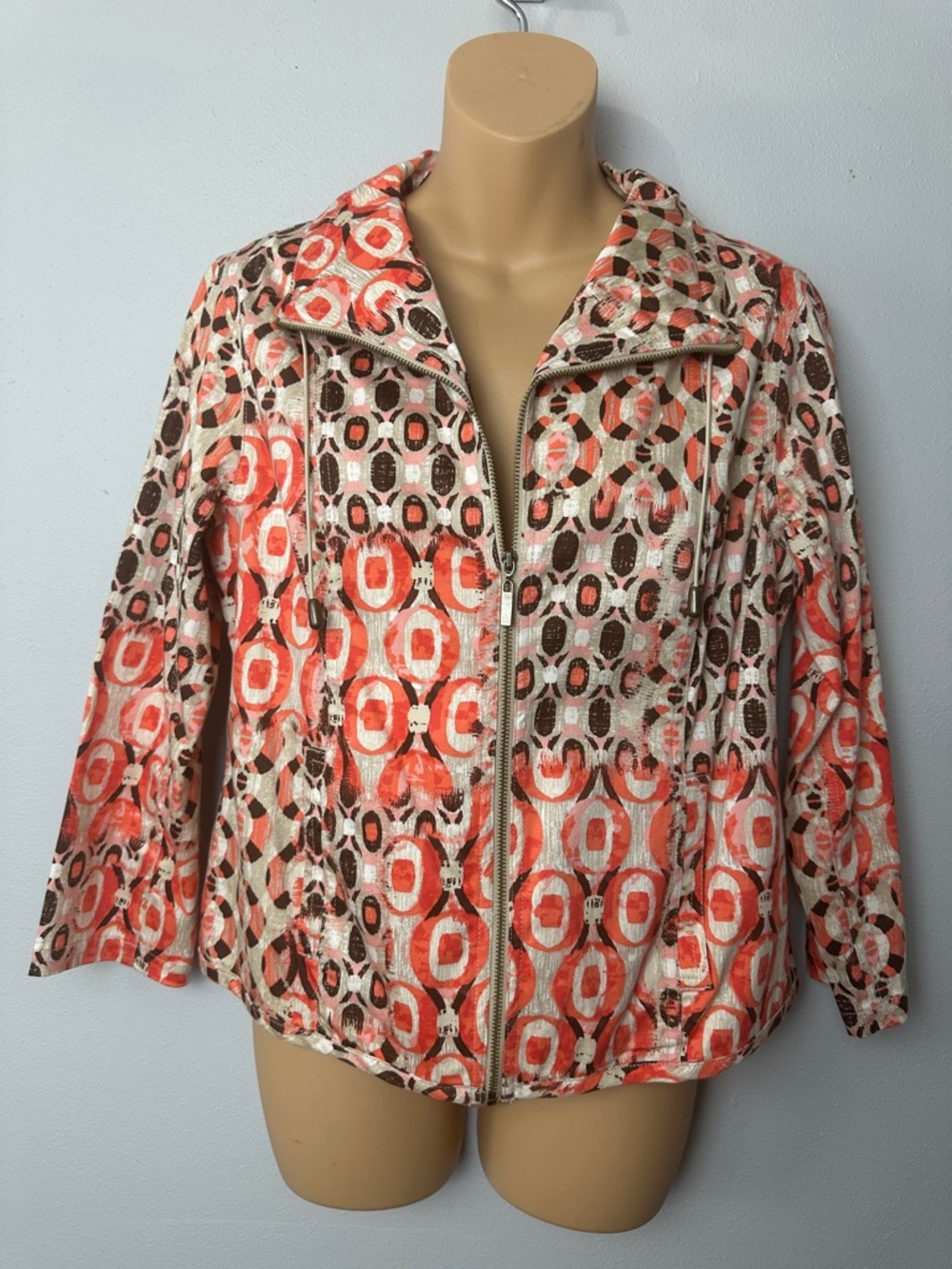 Ruby Rd. Geometric Patterned Zip-Front Jacket